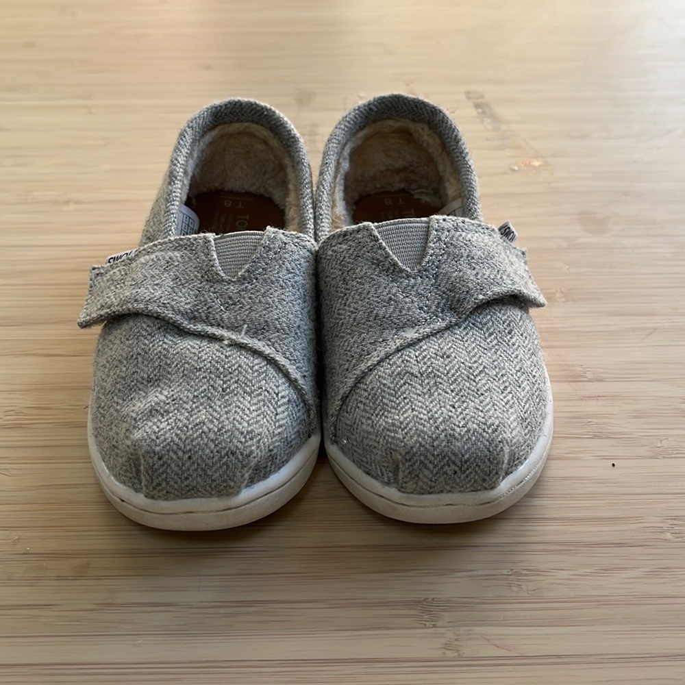 Toms Toddler's Shearling Slip-On Sneaker - Grey Herringbone